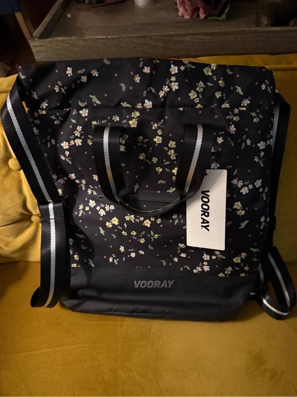 Hooray Women's Floral Black Backpack Tote